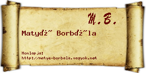 Matyé Borbála névjegykártya